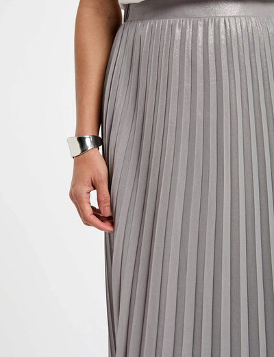 Falda larga plisada couleur argent mujer