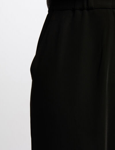 Pantal&oacute;n ancho de tiro alto negro mujer