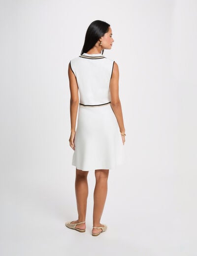 Vestido de punto con cuello vuelto blanco mujer