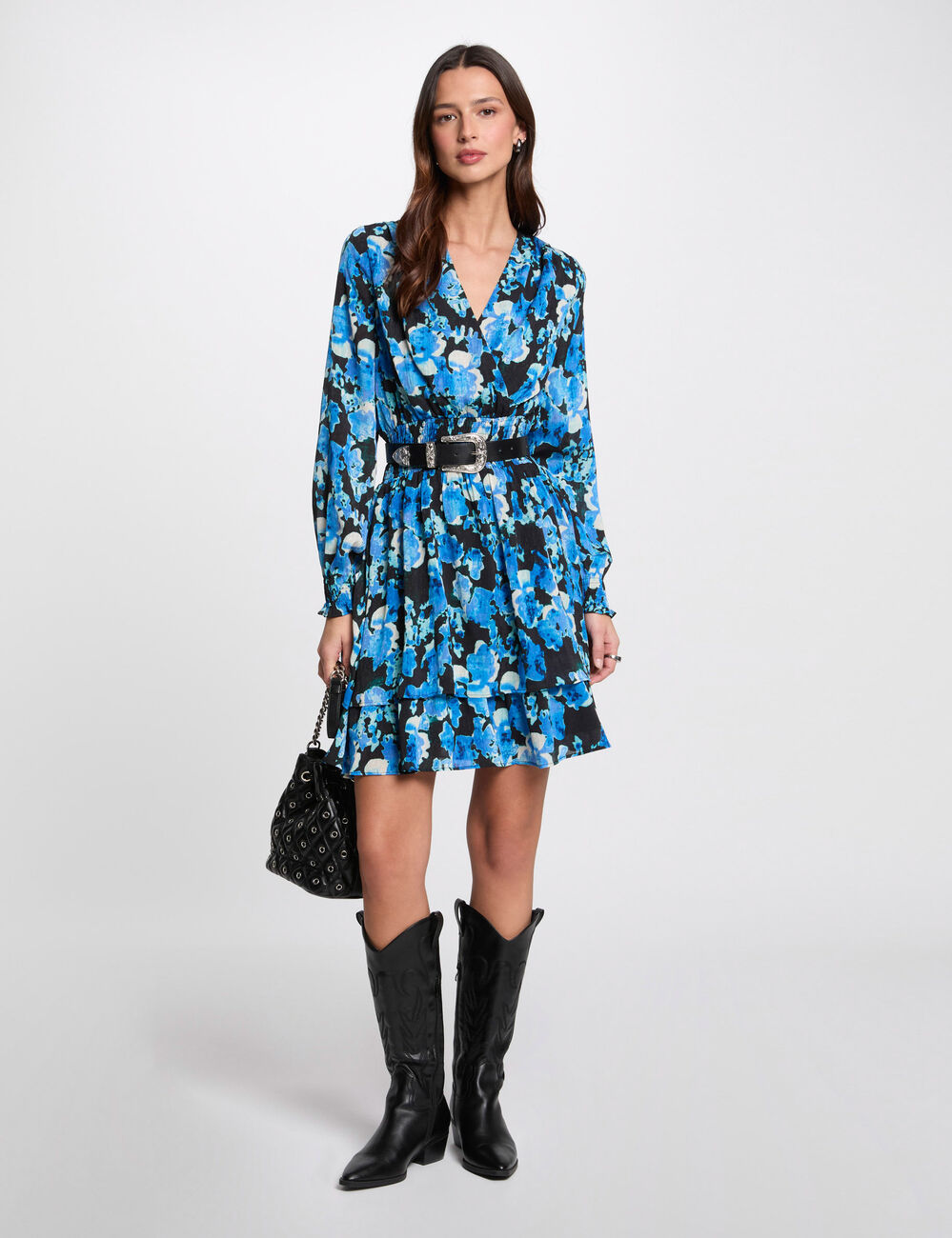 Vestido entallado estampado multicolor mujer
