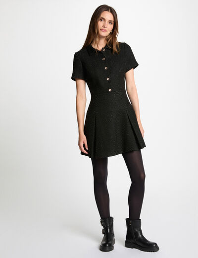Vestido corto entallado negro mujer