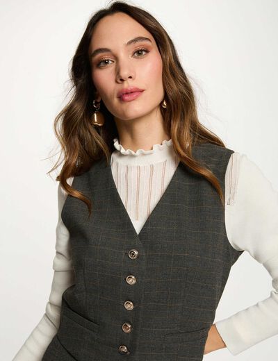 Chaleco ajustado gris moyen mujer