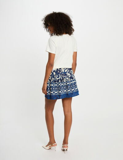 Falda corta estampado multicolor mujer