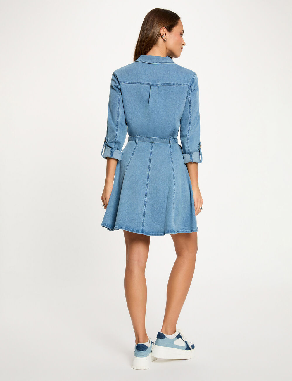 Vestido corto ajustado denim stone mujer