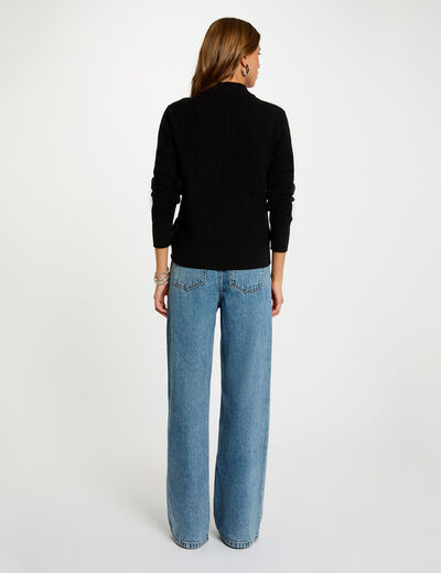 Jersey corto de cuello alto negro mujer