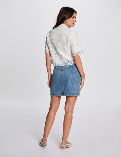 Falda vaquero corta denim stone mujer