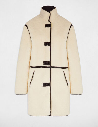 Abrigo oversize suave beige mujer