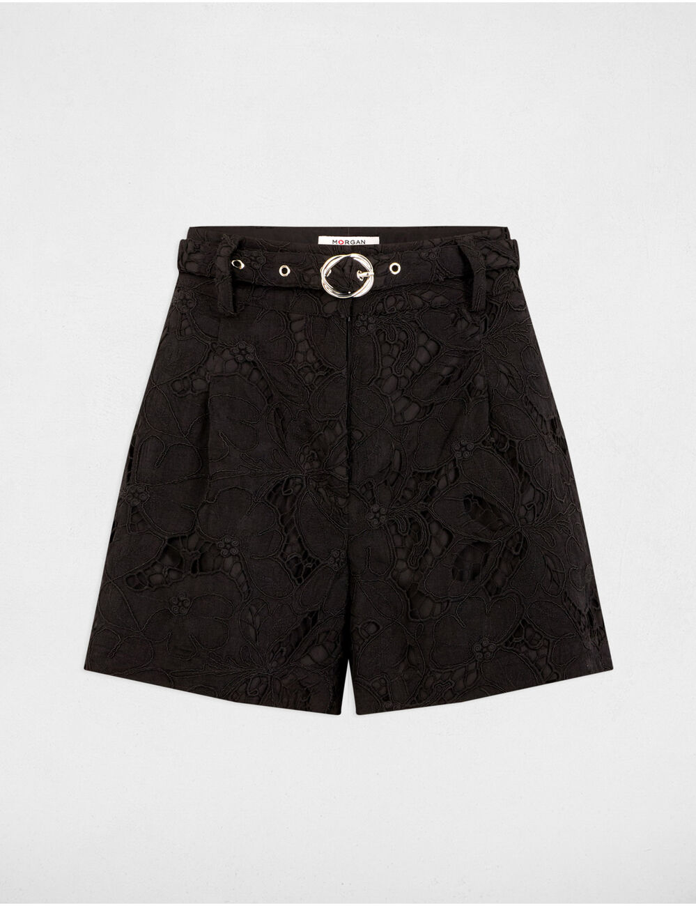 Short encaje talle alto negro mujer