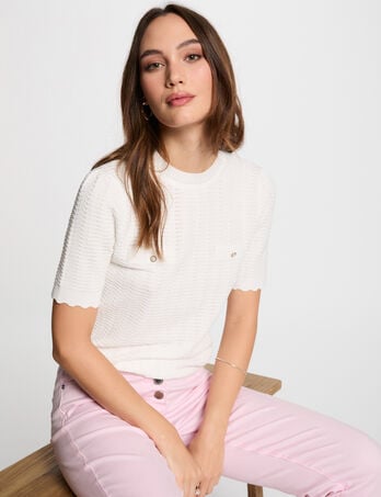 Jersey manga corta blanco mujer