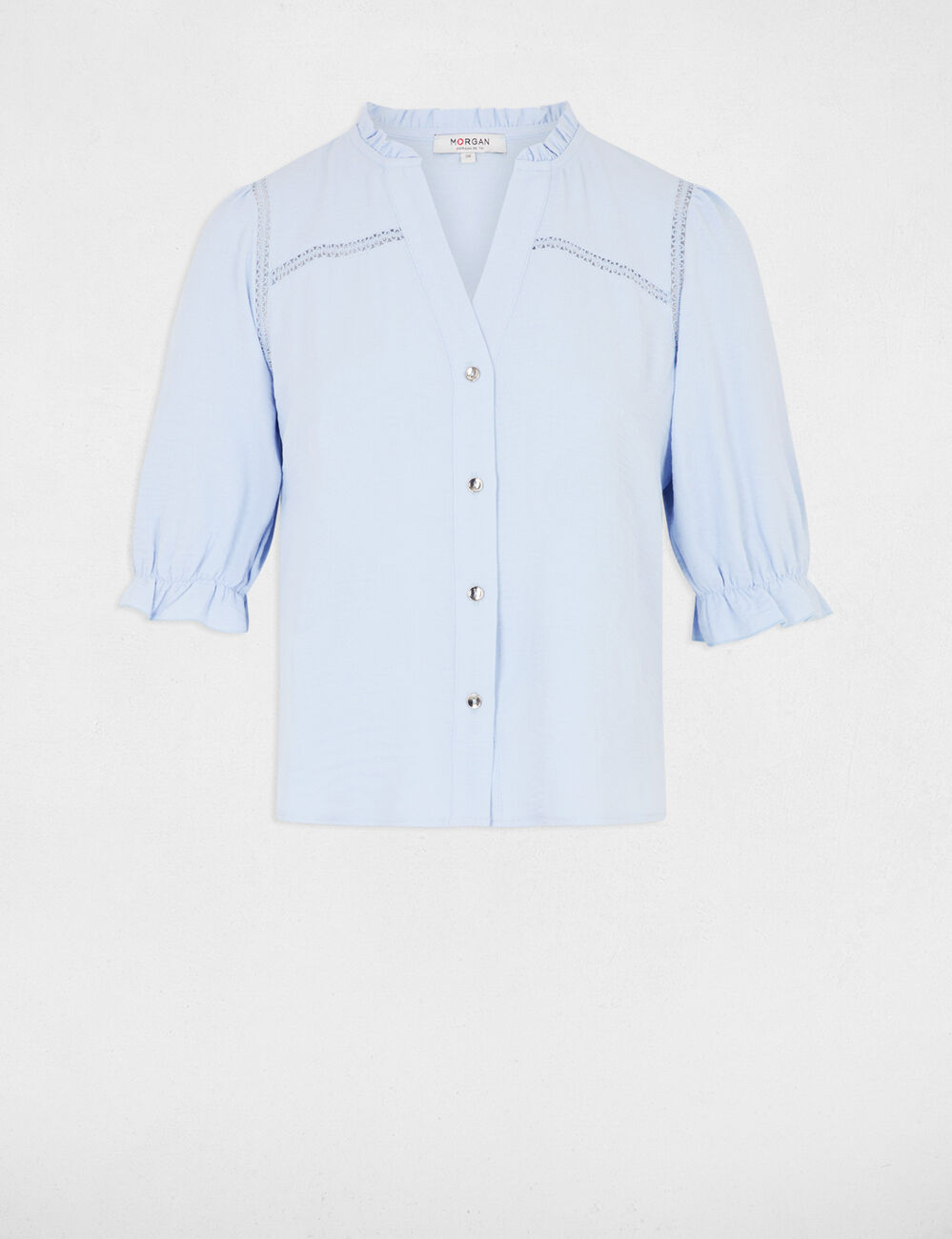 Blusa manga 3/4 azul cielo mujer