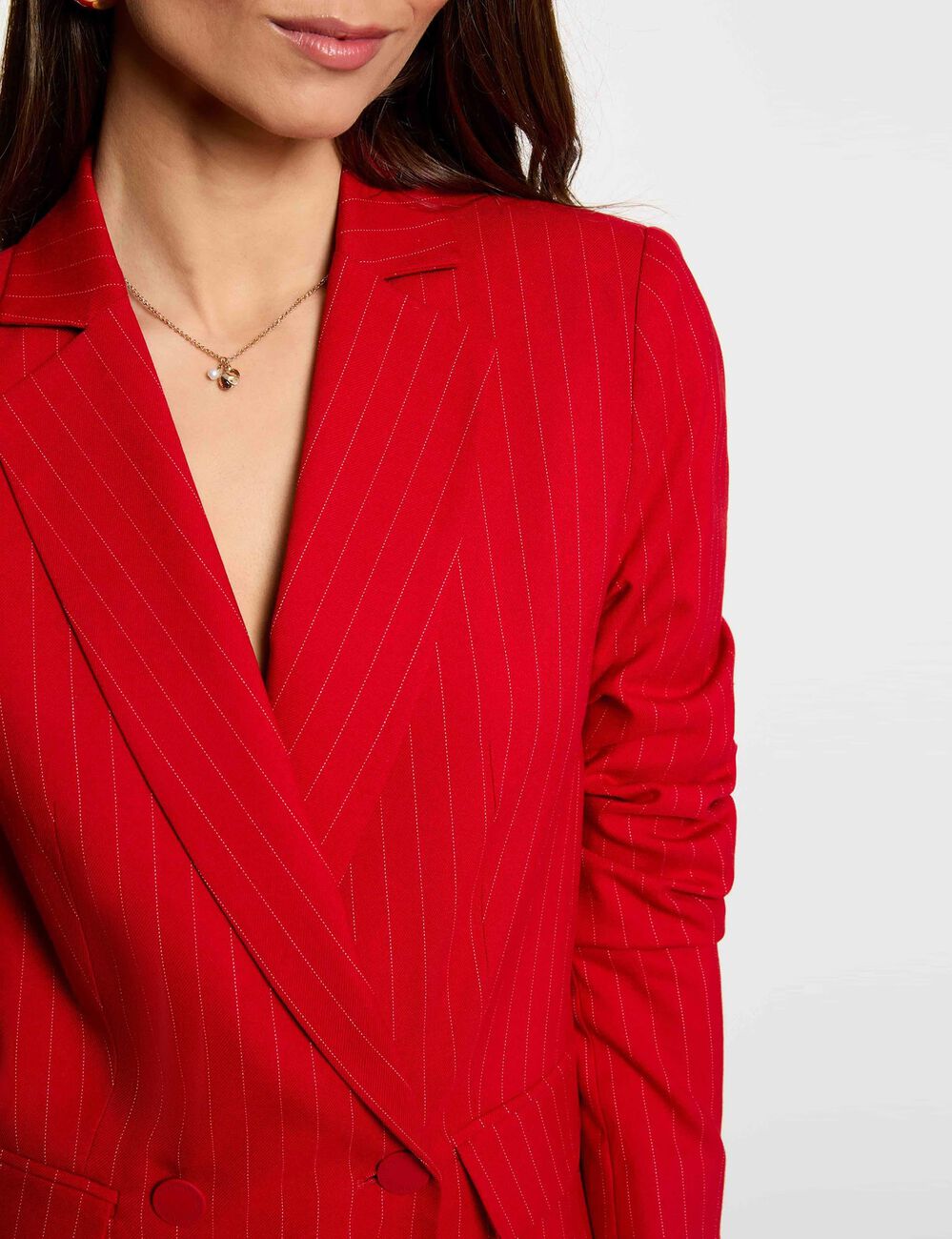 Chaqueta entallada de rayas rojo mujer