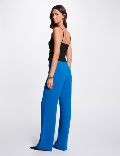 Pantalón pernera ancha holgada azul eléctrico mujer