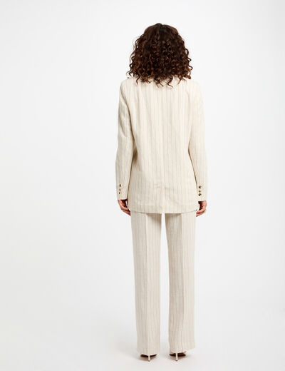 Americana con rayas beige mujer