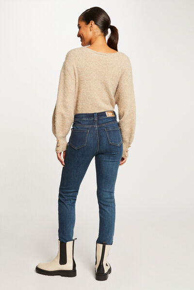 Vaquero slim talle alto vaquero stone mujer