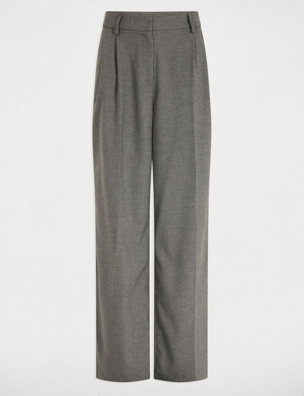 Pantal&oacute;n pernera ancha pinzas gris claro mujer