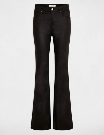 Pantalón flare efecto mojado negro mujer