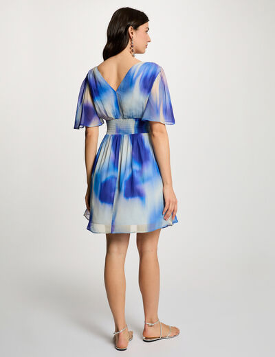 Vestido corto con cuello en V multicolor mujer