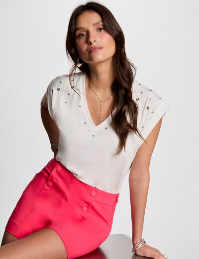 Camiseta manga corta blanco mujer
