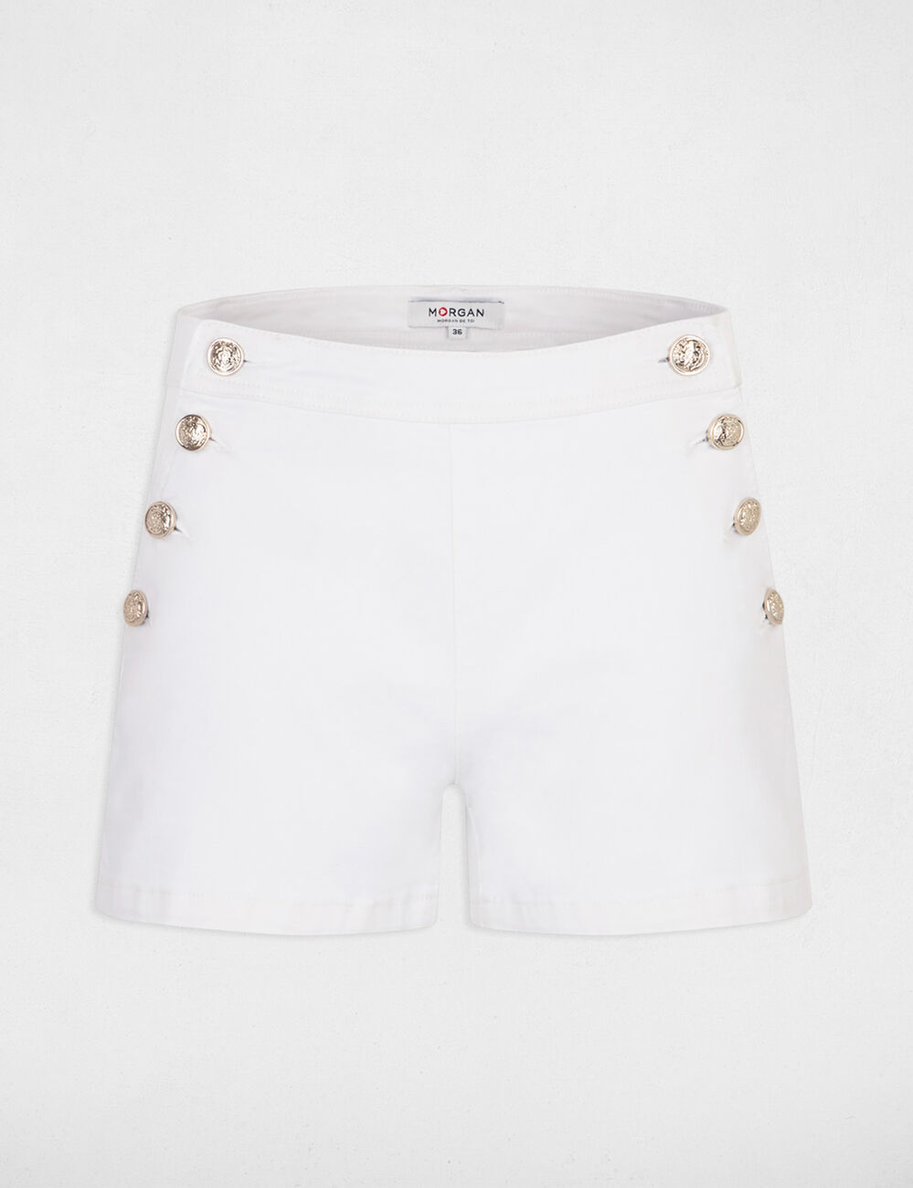 Short ajustado con botones marfil mujer