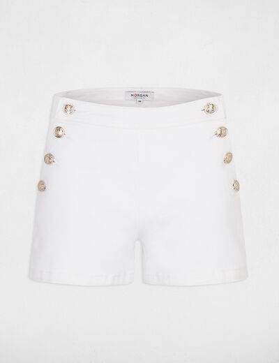Short ajustado con botones marfil mujer