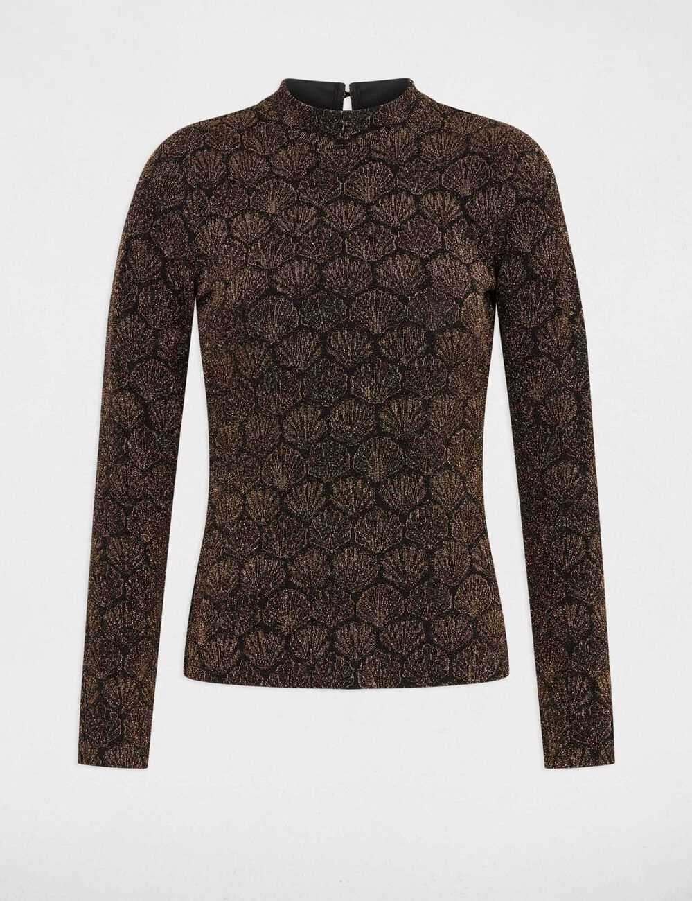 Camiseta de cuello alto color bronce mujer