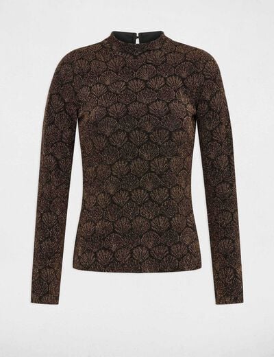 Camiseta de cuello alto color bronce mujer