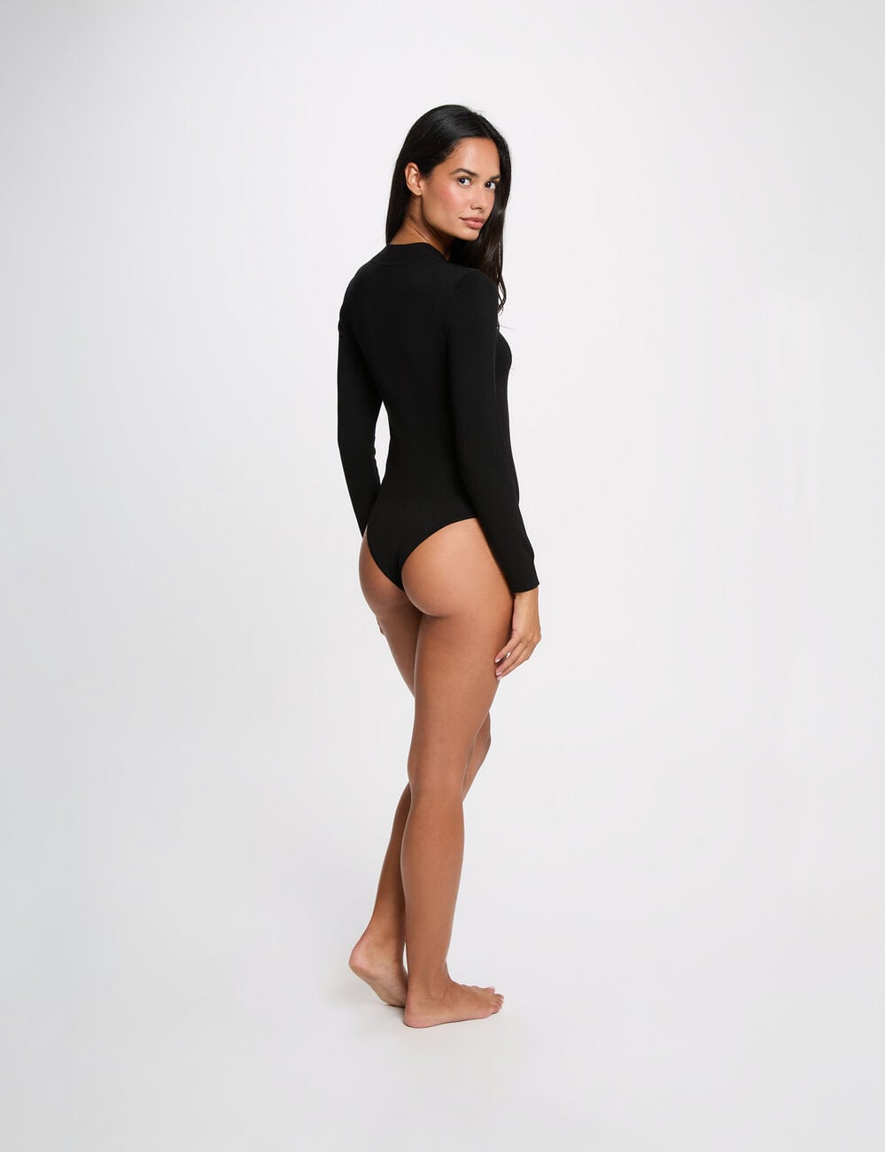 Body con hombro transparente negro mujer