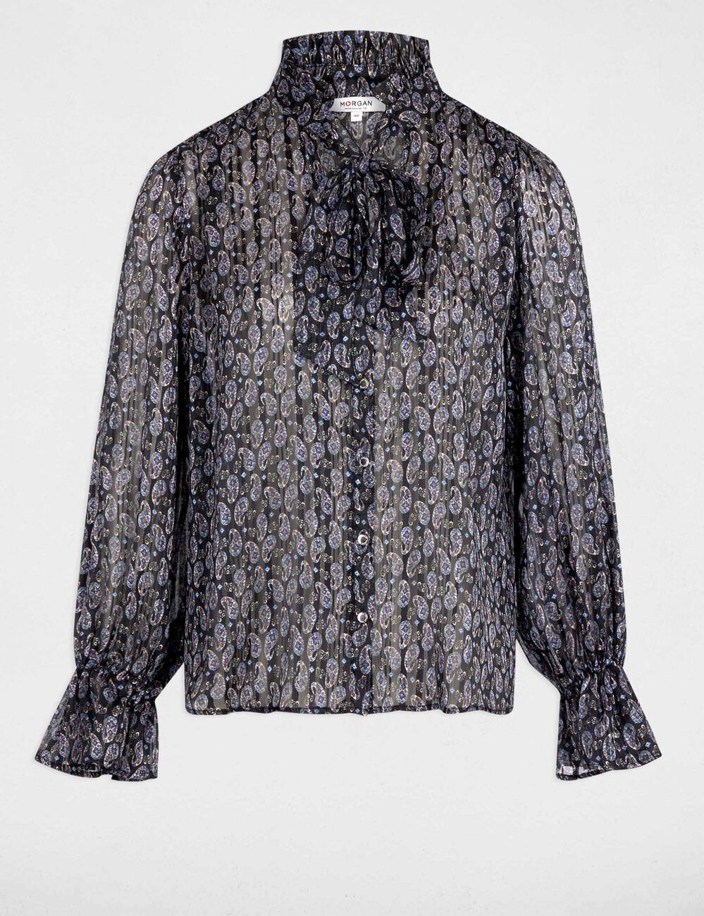 Camisa fluida con cuello en v multicolor mujer