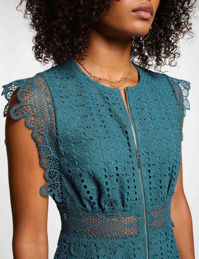 Vestido corto acampanado azul petróleo mujer