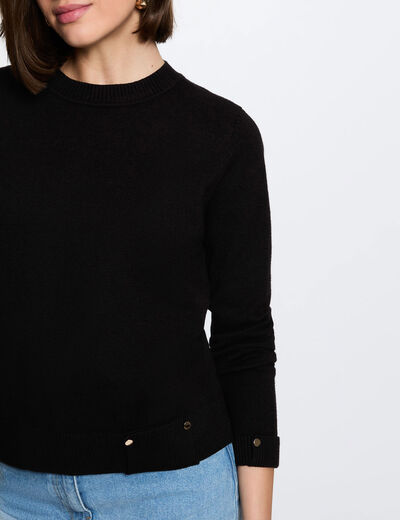 Jersey cuello redondo negro mujer