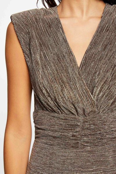 Vestido ajustado con hilos metalizados dorado mujer