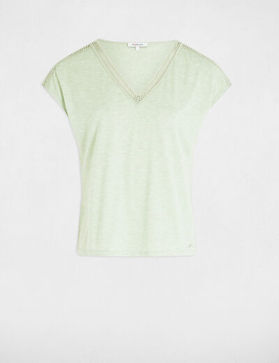 Camiseta manga corta verde claro mujer