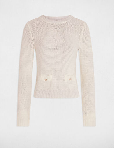 jersey calado cuello redondo marfil mujer Jersey calado cuello redondo marfil mujer