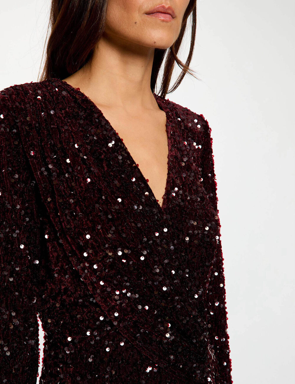 Vestido ajustado lentejuelas ciruela mujer