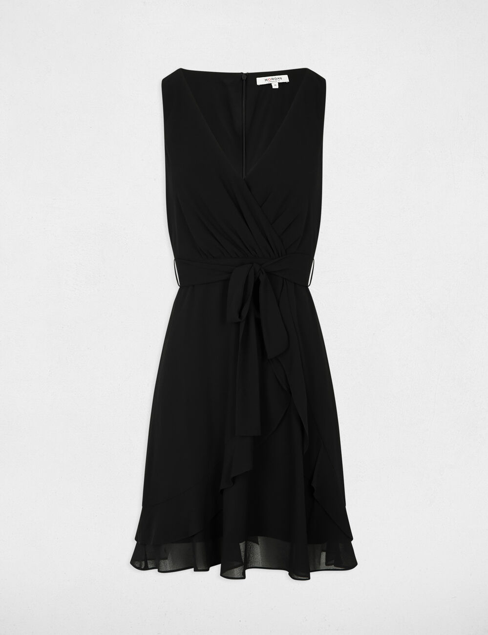 Vestido corto cruzado negro mujer