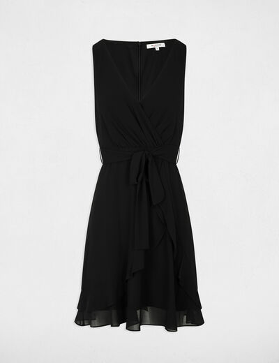 Vestido corto cruzado negro mujer
