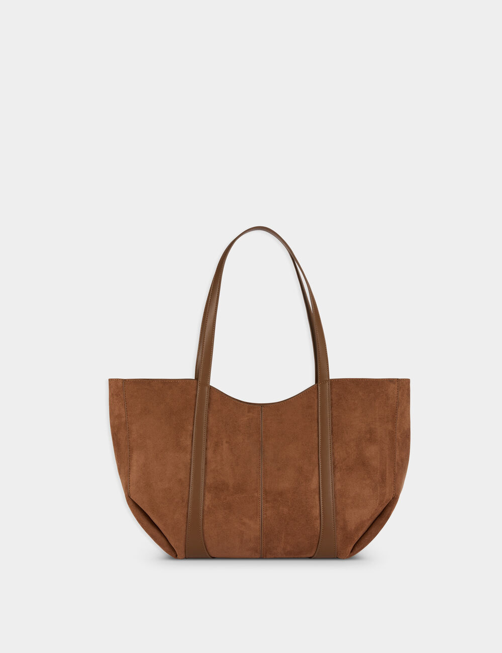 Bolso tote de ante marr&oacute;n co&ntilde;ac mujer