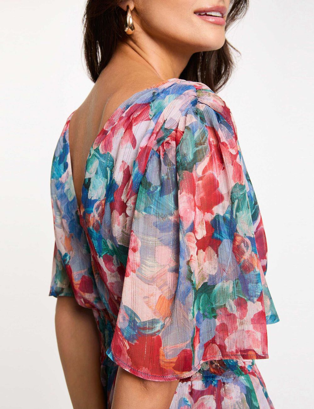 Vestido largo fluido multicolor mujer