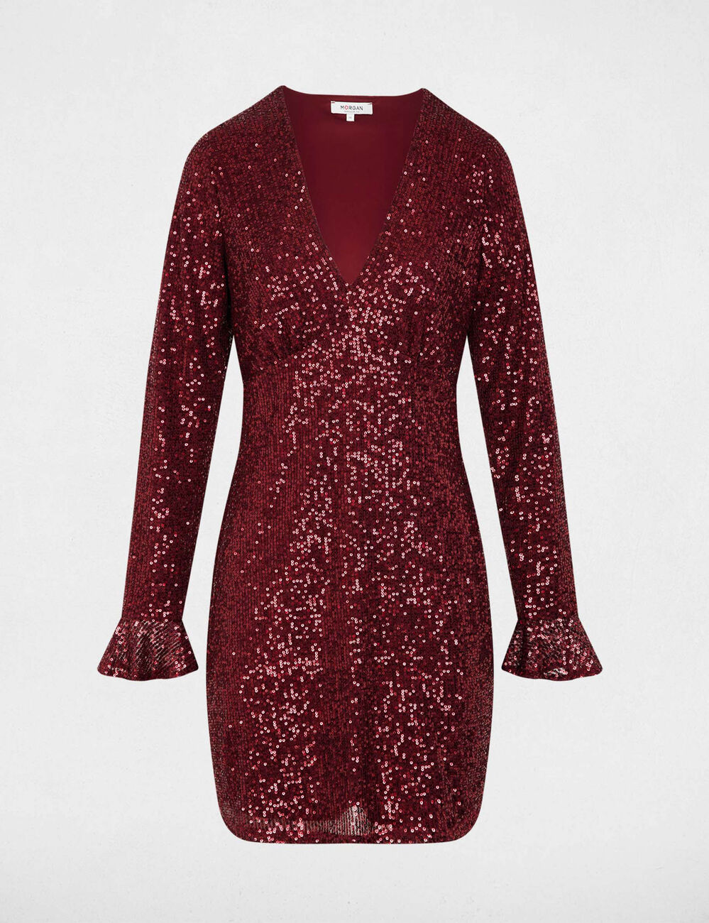 Vestido corto de lentejuelas ciruela mujer