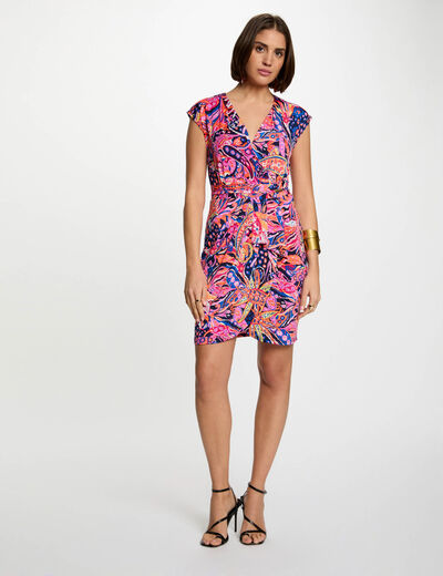 Vestido corto estampado multicolor mujer