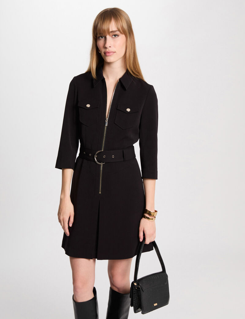 Vestido corto ajustado negro mujer