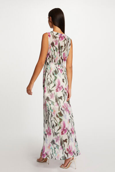 Vestido largo recto estampado floral multico mujer