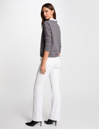 Jersey cuello tipo camisa gris claro mujer