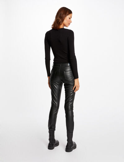 Jersey de manga larga punto fino botones negro mujer