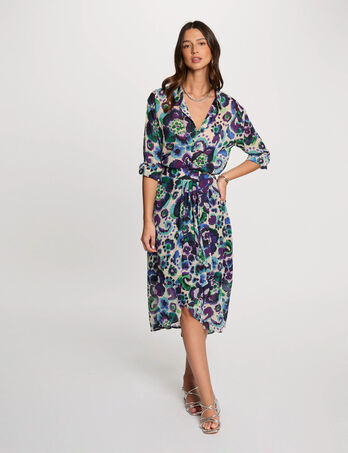 Falda holgada estampada multicolor mujer