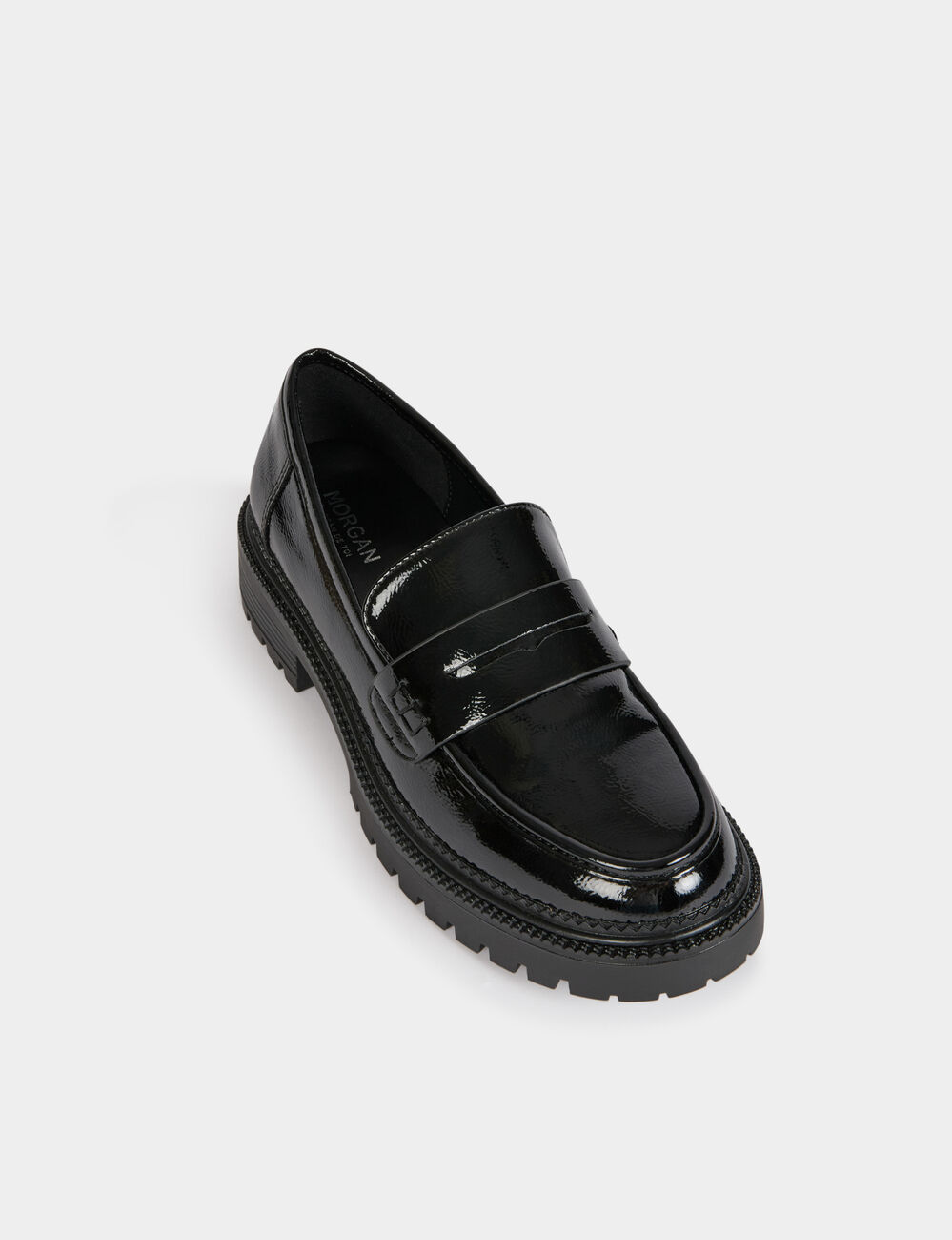 Mocasines de charol negro mujer