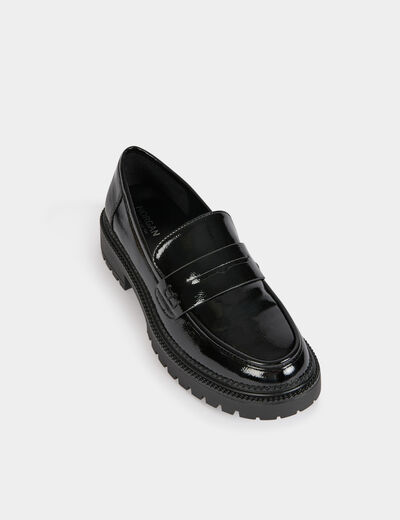 Mocasines de charol negro mujer