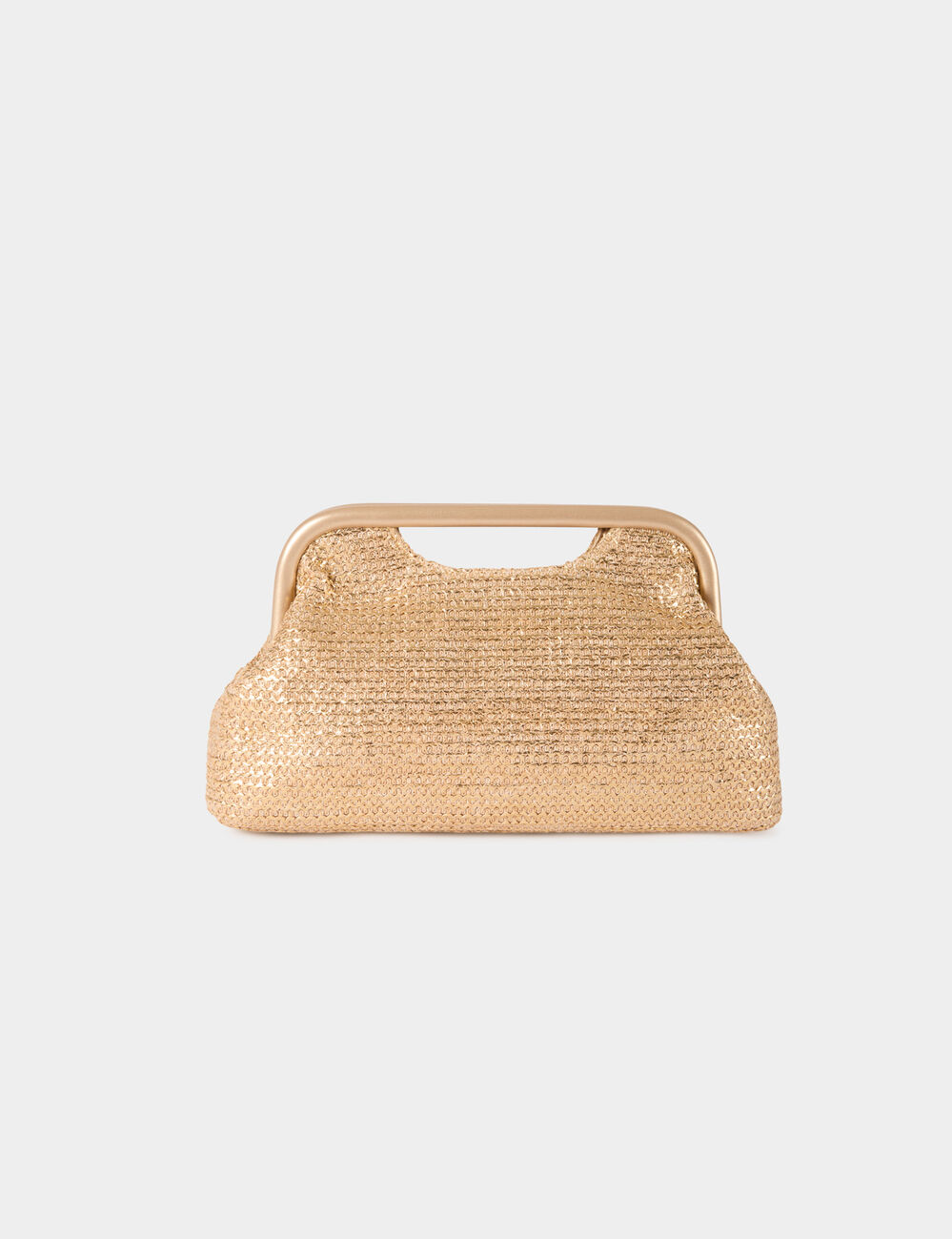 Bolso trenzado amarillo oro mujer