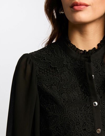 Camisa manga larga negro mujer