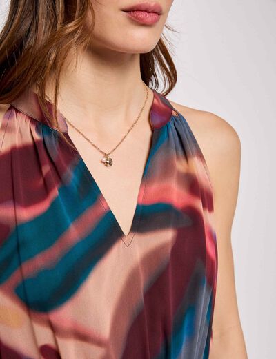 Vestido largo recto estampado multicolor mujer